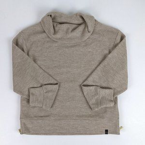 Varley Simon Ribbed Mock Neck Pullover Zipper Sweater Beige Light Brown XS